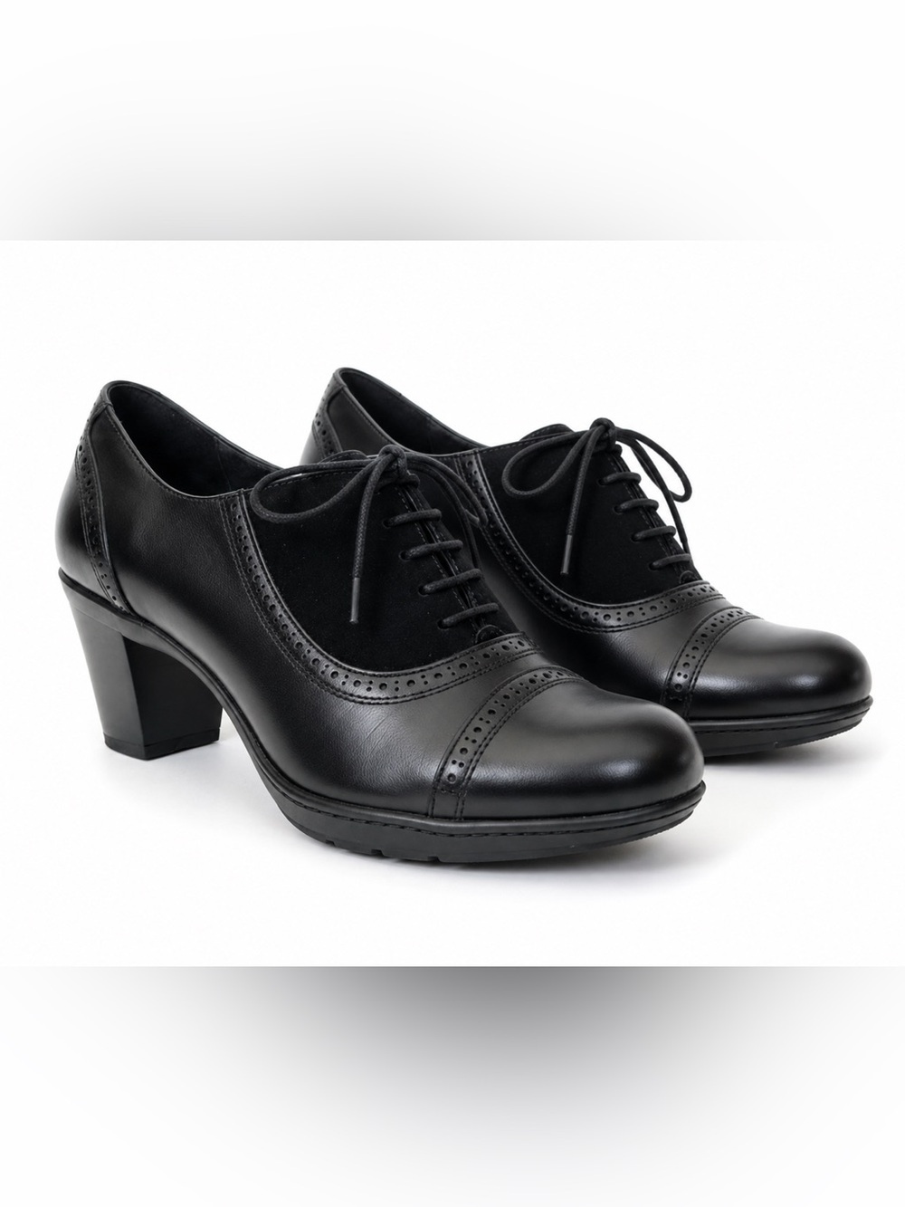 Clarks Bendables Mirabelle Melro Heeled Oxford Shoes Black Leather 8M